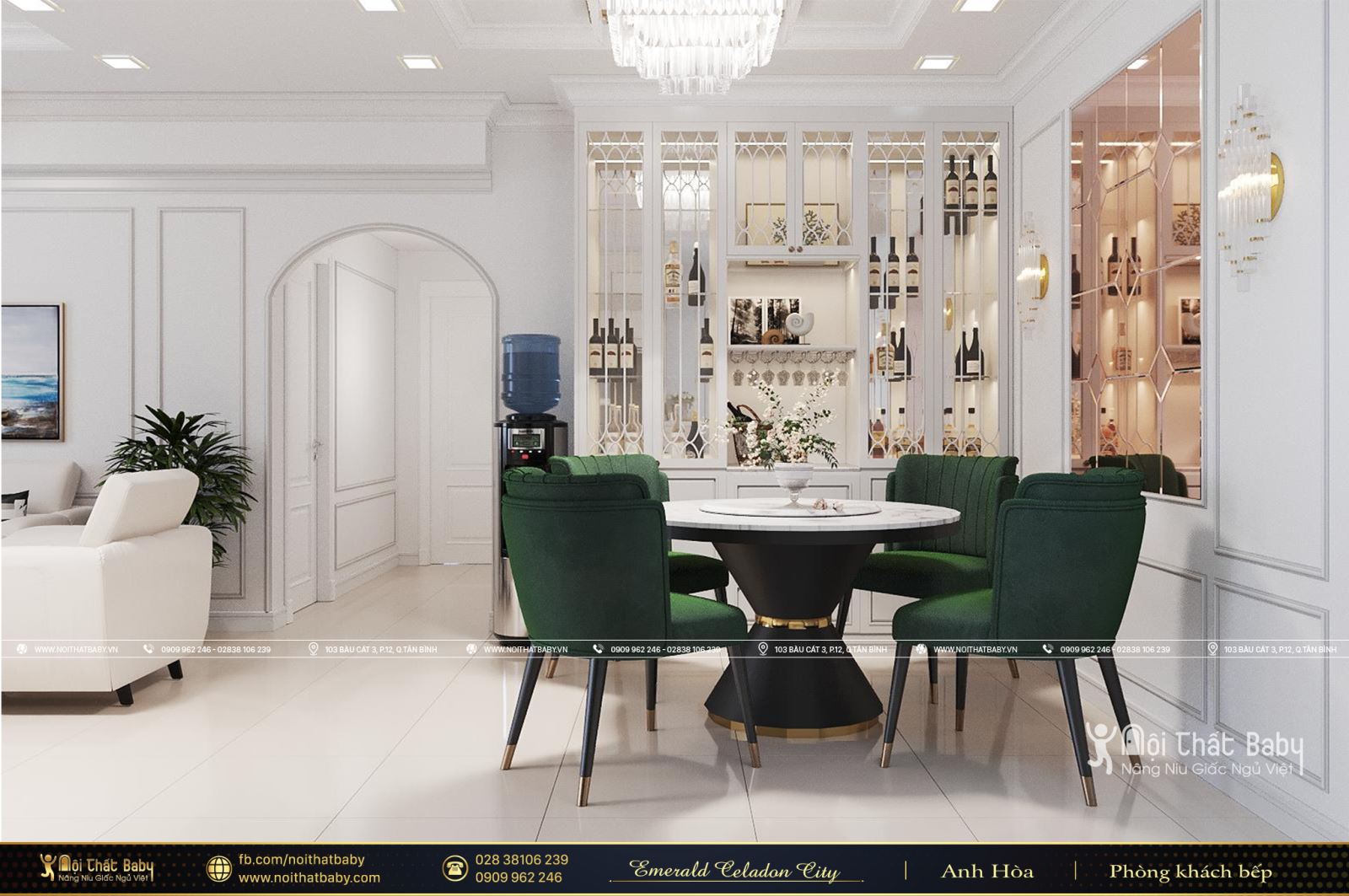 Thiết kế nội thất trọn gói tại Emerald Celadon City 84m2 mang phong cách tân cổ điển